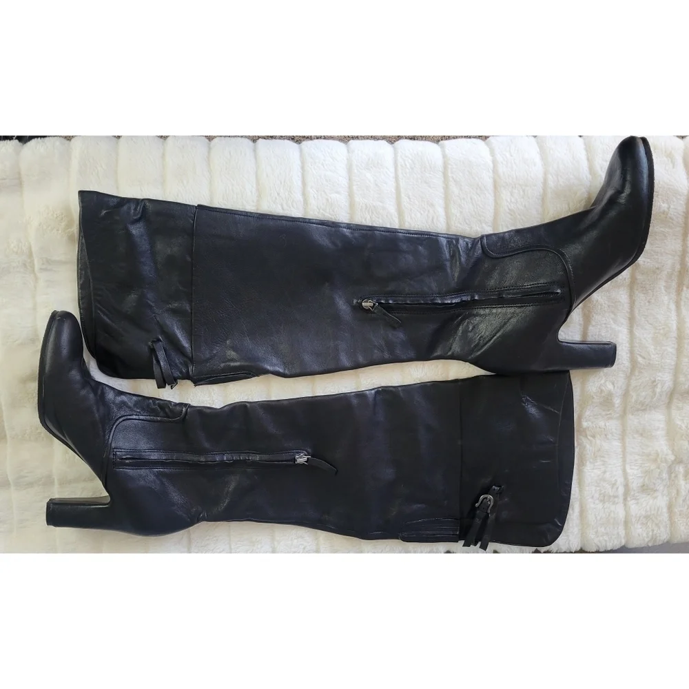 SAM EDELMAN // se boutique super soft black lamb leather over the knee boots